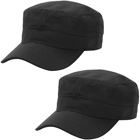 2 Pcs Unisex Cadet Army Military Hat Breathable Baseball Cap with Adjustable Flat Top for Men Women