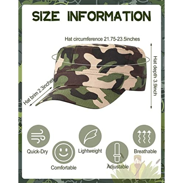 8 Pcs Military Style Caps for Men Cadet Army Adjustable Unisex Washed Cotton Cadet Hat for Women (Classic Style) - Image 5