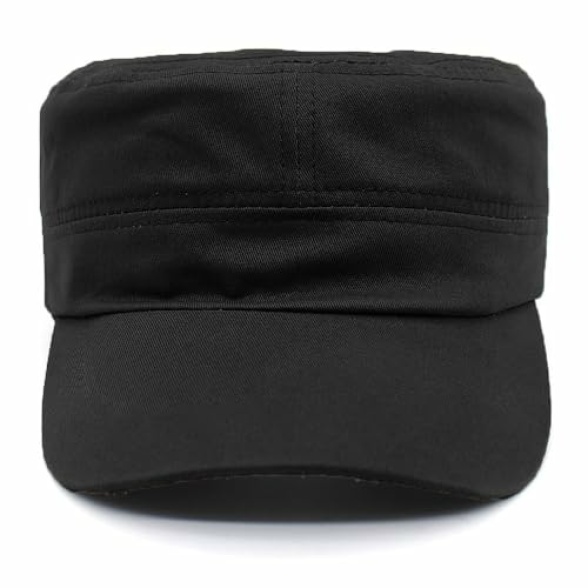 Cadet Army Cap Military Style Adjustable Flat Top Cap Unisex Basic Baseball Hat for Men Women - Image 4