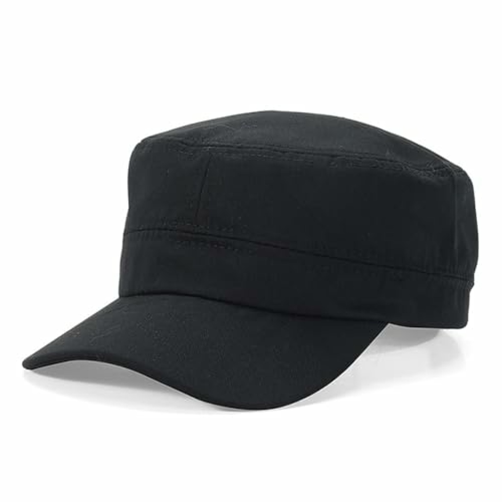 Cadet Army Cap Military Style Adjustable Flat Top Cap Unisex Basic ...