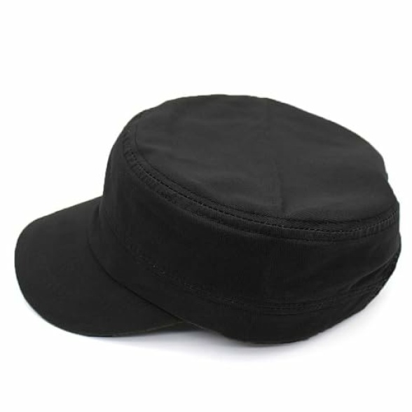 Cadet Army Cap Military Style Adjustable Flat Top Cap Unisex Basic Baseball Hat for Men Women - Image 5
