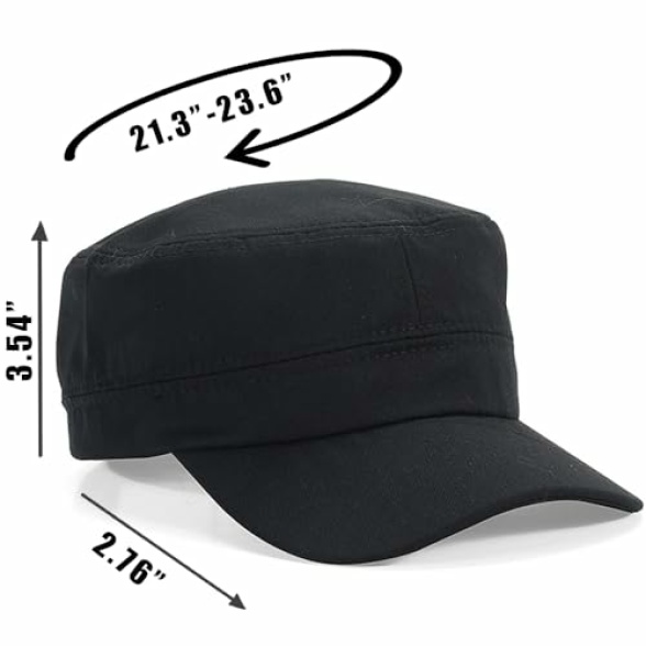Cadet Army Cap Military Style Adjustable Flat Top Cap Unisex Basic Baseball Hat for Men Women - Image 7