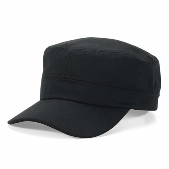 Cadet Army Cap Military Style Adjustable Flat Top Cap Unisex Basic Baseball Hat for Men Women