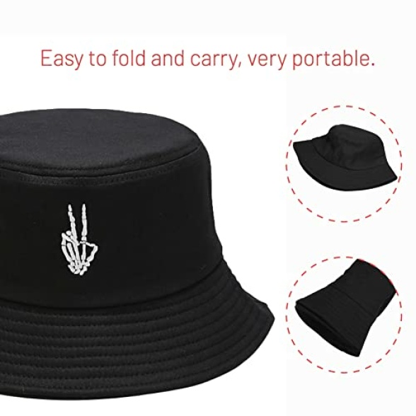 Cotton Bucket Hat for Women Men Summer Travel Sun Beach Bucket Cap, Unisex Outdoor Fisherman Hat - Image 4