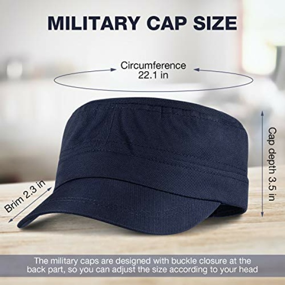 Eurzom 6 Pcs Military Style Hat Cadet Cap Army Basic Army Vintage Cap Adjustable Cotton Twill Flat Top Hats for Men Women - Image 3