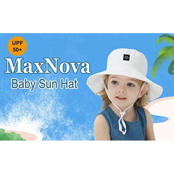 MaxNova Baby Sun Hat Smile Face UPF 50+ Toddler Bucket Hat for Boys Girls 0-7 Years - Image 8