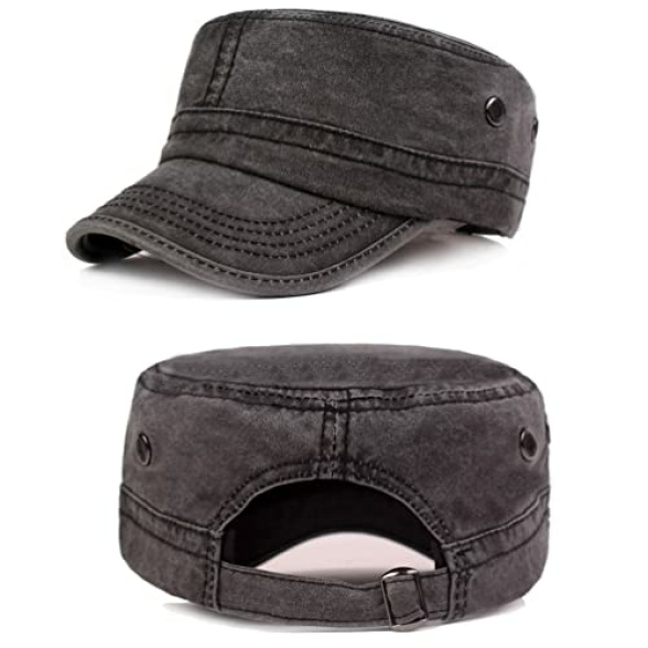 Men's Cadet Army Caps Cotton Military Caps Flat Top Cap - Image 3
