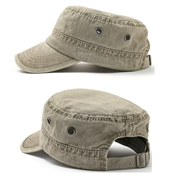 Men's Cadet Army Caps Cotton Military Caps Flat Top Cap - Image 4