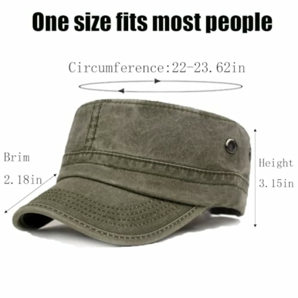 Men's Cadet Army Caps Cotton Military Caps Flat Top Cap - Image 5
