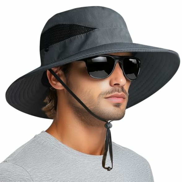 PFFY Sun Bucket Hats for Men Women 3” Wide Brim UPF 50+ Fishing & Beach Hat