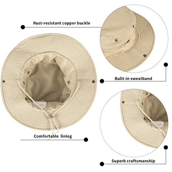 Sun Hats for Men Women Bucket Hat UPF 50+ Boonie Hat Foldable UV Protection Hiking Beach Fishing Summer Safari - Image 5