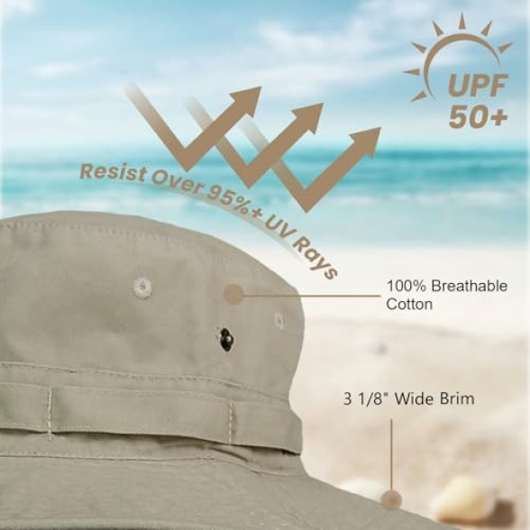 Bucket Hat Wide Brim UV Protection Sun Hat Boonie Hats Fishing Hiking Safari Outdoor Hats for Men and Women - Image 3