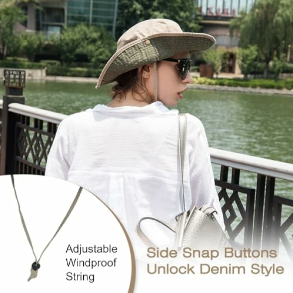 Bucket Hat Wide Brim UV Protection Sun Hat Boonie Hats Fishing Hiking Safari Outdoor Hats for Men and Women - Image 5