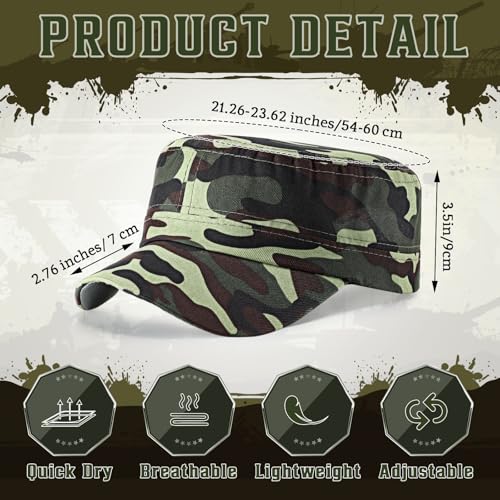 6 Pcs Military Style Hat Cadet Cap Army Basic Army Vintage Cap Adjustable Cotton Twill Flat Top Hats for Men Women - Image 3