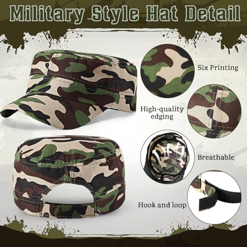 6 Pcs Military Style Hat Cadet Cap Army Basic Army Vintage Cap Adjustable Cotton Twill Flat Top Hats for Men Women - Image 4