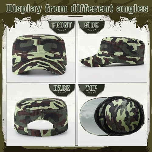 6 Pcs Military Style Hat Cadet Cap Army Basic Army Vintage Cap Adjustable Cotton Twill Flat Top Hats for Men Women - Image 6
