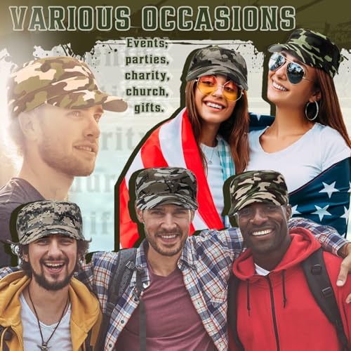 6 Pcs Military Style Hat Cadet Cap Army Basic Army Vintage Cap Adjustable Cotton Twill Flat Top Hats for Men Women - Image 7