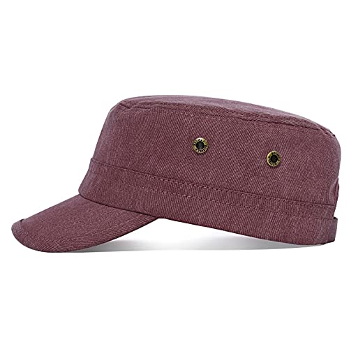 BOTVELA Vintage Washed Cotton Cadet Army Cap Adjustable Military Flat Hat for Men Women - Image 3