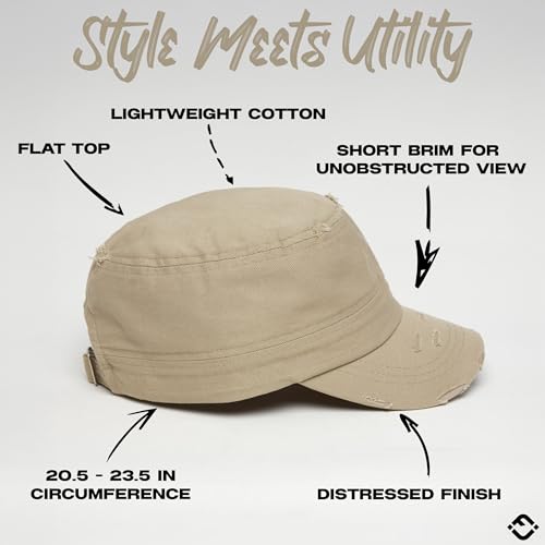 Funky Junque Newsboy Hat for Women - Distressed Cadet Cap, Army Military Style Vintage Baseball Hat - Image 4