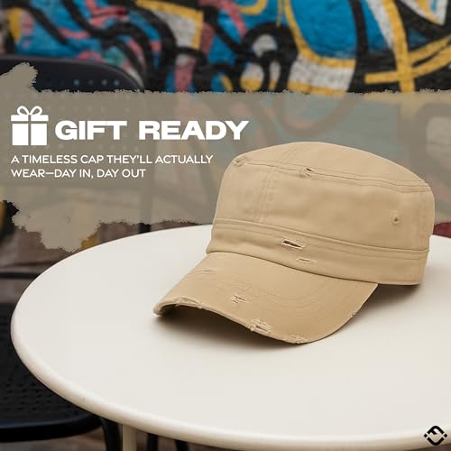 Funky Junque Newsboy Hat for Women - Distressed Cadet Cap, Army Military Style Vintage Baseball Hat - Image 7