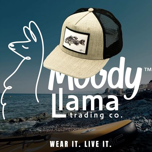 Moody Llama Trucker Hat for Men and Women — Mesh Back Snapback Cap with Hand-Signed Original Artwork and Gyotaku Fish Prints - Image 8