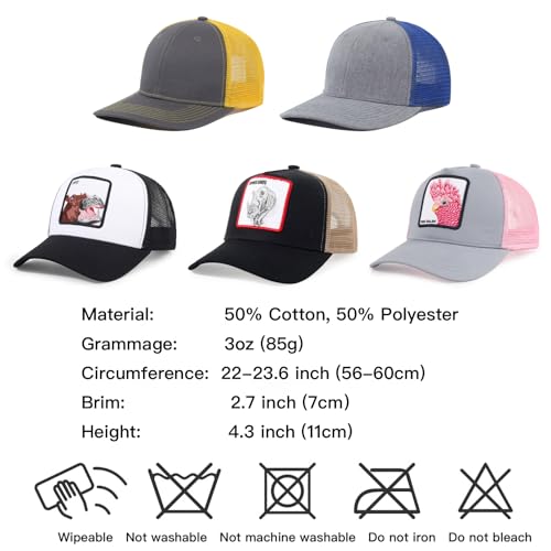 Trucker Hat, Animal Hat with Embroidered Patch & Polycotton Sweatband, Color Clash Design - Image 8