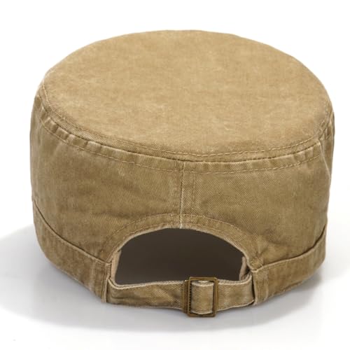 Unisex Cadet Army Caps Military Cap Vintage Flat Top Hats for Men Women - Image 5