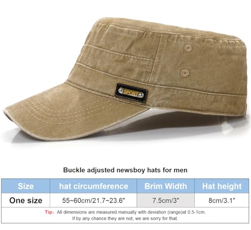 Unisex Cadet Army Caps Military Cap Vintage Flat Top Hats for Men Women - Image 8