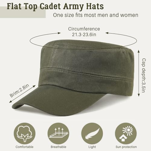Unisex Cadet Army Hats 4 Pieces Military Flat Top Newsboy Cap - Image 6