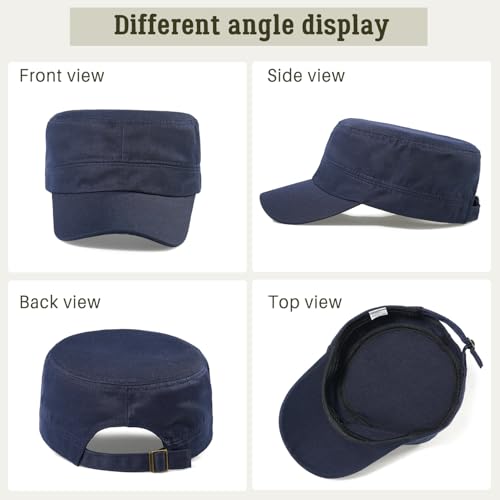 Unisex Cadet Army Hats 4 Pieces Military Flat Top Newsboy Cap - Image 7
