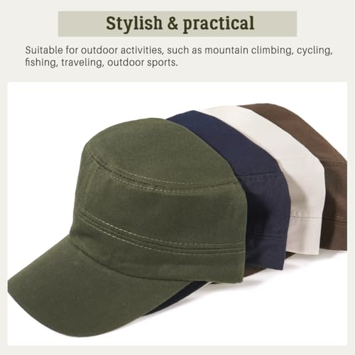 Unisex Cadet Army Hats 4 Pieces Military Flat Top Newsboy Cap - Image 8